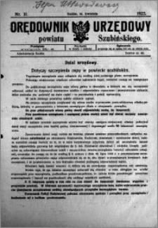 Orędownik Urzędowy powiatu Szubińskiego 1923.04.14 R.4 nr 31
