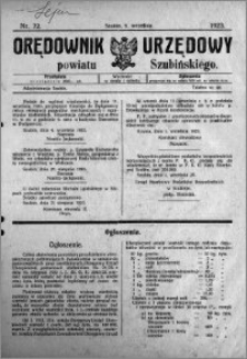 Orędownik Urzędowy powiatu Szubińskiego 1923.09.05 R.4 nr 72