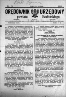 Orędownik Urzędowy powiatu Szubińskiego 1923.09.15 R.4 nr 75