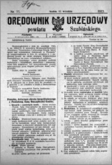 Orędownik Urzędowy powiatu Szubińskiego 1923.09.22 R.4 nr 77