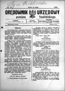 Orędownik Urzędowy powiatu Szubińskiego 1924.02.16 R.5 nr 13