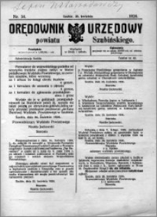 Orędownik Urzędowy powiatu Szubińskiego 1924.04.30 R.5 nr 34