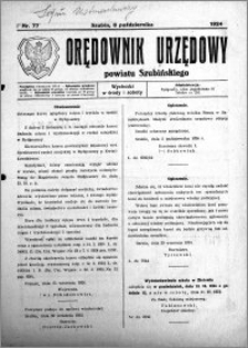 Orędownik Urzędowy powiatu Szubińskiego 1924.10.08 R.5 nr 77
