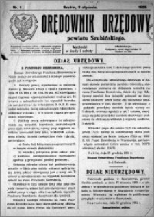 Orędownik Urzędowy powiatu Szubińskiego 1925.01.03 R.6 nr 1