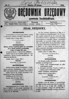 Orędownik Urzędowy powiatu Szubińskiego 1925.02.18 R.6 nr 9