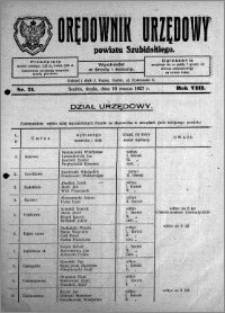 Orędownik Urzędowy powiatu Szubińskiego 1927.03.16 R.8 nr 21