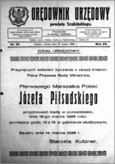 Orędownik Urzędowy powiatu Szubińskiego 1928.03.17 R.9 nr 22