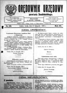 Orędownik Urzędowy powiatu Szubińskiego 1928.11.21 R.9 nr 92