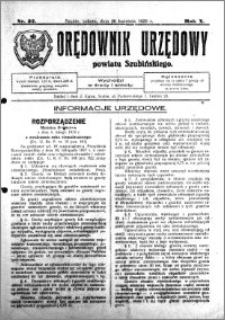 Orędownik Urzędowy powiatu Szubińskiego 1929.04.20 R.10 nr 32