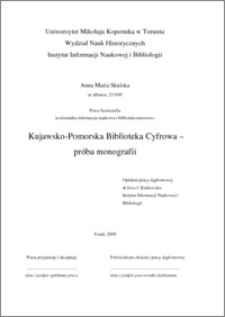 Kujawsko-Pomorska Biblioteka Cyfrowa - próba monografii