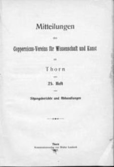 Mitteilungen des Coppernicus-Vereins für Wissenschaft und Kunst zu Thorn. H. 25.