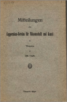 Mitteilungen des Coppernicus-Vereins für Wissenschaft und Kunst zu Thorn. H. 29.