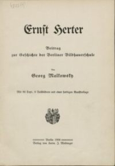 Ernst Herter : Beitrag zur Geschichte der Berliner Bildhauerschule