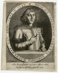 Portret Mikołaja Kopernika z układem heliocentrycznym