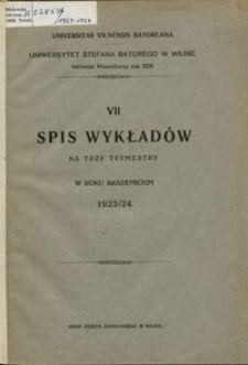 Spis Wykładów na Trzy Trymestry w Roku Akademickim 1923-1924, 7