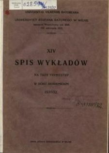 Spis Wykładów na Trzy Trymestry w Roku Akademickim 1931-1932, 14