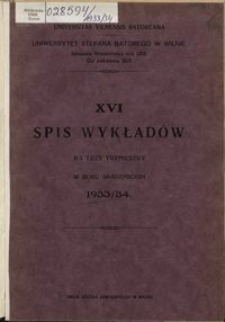 Spis Wykładów na Trzy Trymestry w Roku Akademickim 1933-1934, 16