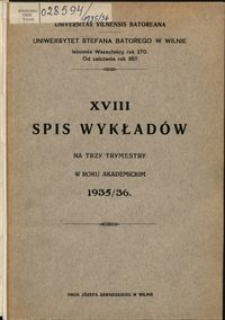 Spis Wykładów na Trzy Trymestry w Roku Akademickim 1935-1936, 18