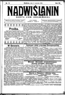 Nadwiślanin. Gazeta Ziemi Chełmińskiej, 1925.09.12 R. 7 nr 72