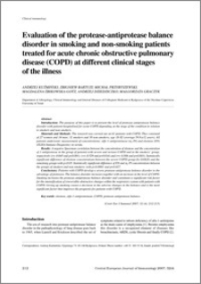 Evaluation of the protease-antiprotease balance disorder in smoking and non-smoking patients treated for acute chronic obstructive pulmonary disease (COPD) at different clinical stages of the illness
