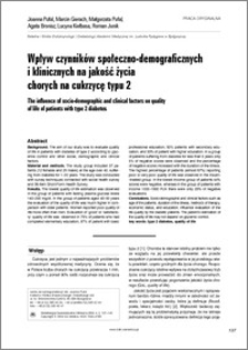 The influence of socio-demographic and clinical factors on quality of life of patients with type 2 diabetes