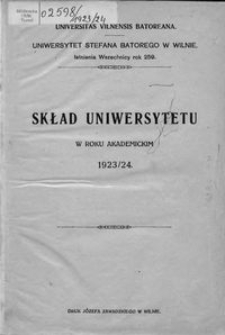 Skład Uniwersytetu w roku akademickim 1923-1924