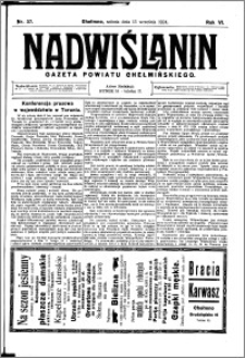 Nadwiślanin. Gazeta Ziemi Chełmińskiej, 1924.09.13 R. 6 nr 37