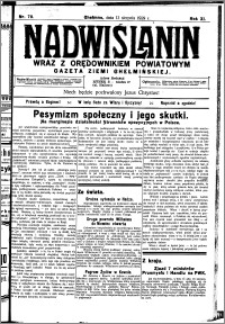 Nadwiślanin. Gazeta Ziemi Chełmińskiej, 1929.08.13 R. 11 nr 70