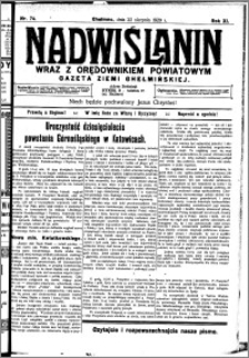 Nadwiślanin. Gazeta Ziemi Chełmińskiej, 1929.08.22 R. 11 nr 74