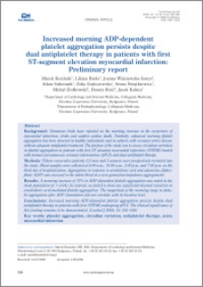 Increased morning ADP-dependent platelet aggregation persists despite dual antiplatelet therapy in patients with first ST- segment elevation myocardial infarction: Preliminary report