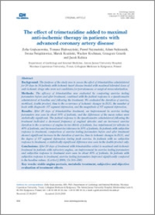 The effect of trimetazidine added added to maximal anti-ischematic terapy in patients with advanced coronary artery disease