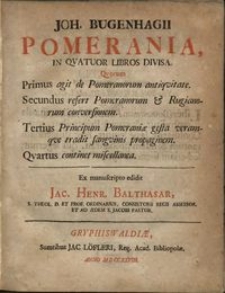 Pomerania, in qvatuor libros divisa