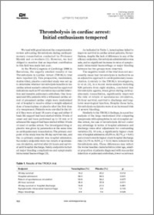 Thrombolysis in cardiac arrest: Initial enthusiasm tempered