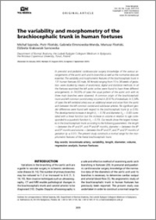 The variability and morphometry of the brachiocephalic trunk in human foetuses