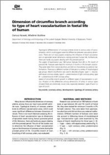 Dimension of circumflex branch according to type of heart vascularisation in foetal life of human