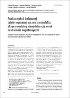 Analiza reakcji izolowanej tętnicy ogonowej szczura z przewlekłą, eksperymentalną niewydolnością nerek na działanie angiotensyny II