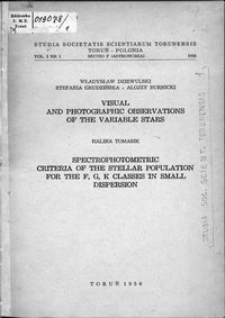 Studia Societatis Scientiarum Torunensis. Sectio F, Astronomia Vol. 1 nr 1 (1956)