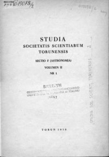 Studia Societatis Scientiarum Torunensis. Sectio F, Astronomia Vol. 2 nr 1 (1958)