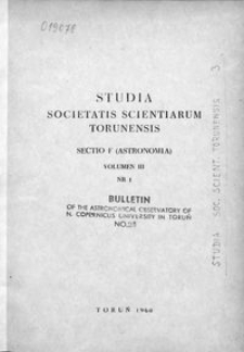 Studia Societatis Scientiarum Torunensis. Sectio F, Astronomia Vol. 3 nr 1 (1960)