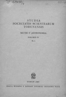 Studia Societatis Scientiarum Torunensis. Sectio F, Astronomia Vol. 4 nr 1 (1965)