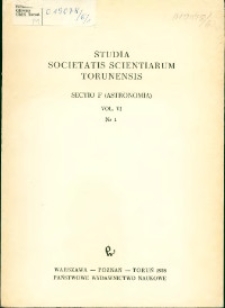 Studia Societatis Scientiarum Torunensis. Sectio F, Astronomia Vol. 6 nr 1 (1978)