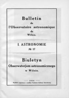 Bulletin de l'Observatoire Astronomique de Wilno. 1 Astronomie T. 2 no 17 (1936)
