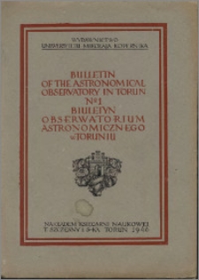 Bulletin of the Astronomical Observatory in Toruń, nr 1