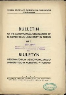 Bulletin of the Astronomical Observatory in Toruń, nr 7