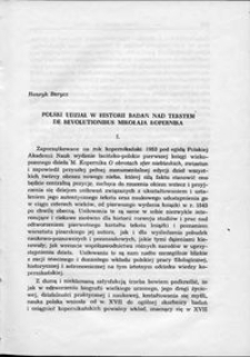 Polski udział w historii badań nad tekstem "De revolutionibus" Mikołaja Kopernika