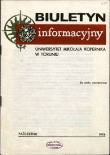 Biuletyn Informacyjny / Uniwersytet Mikołaja Kopernika w Toruniu 1976 październik