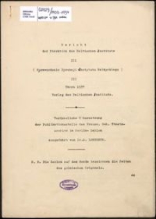 Bericht der Direktion des Baltischen Institut 1933-1934