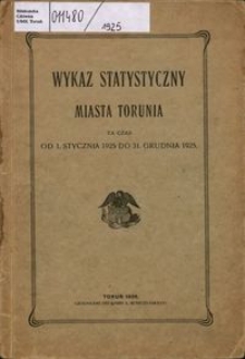 Wykaz Statystyczny Miasta Torunia za Czas ...1925