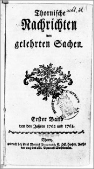 Thornische Nachrichten von Gelehrten Sachen, 1762.01.15 nr 1