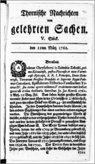 Thornische Nachrichten von Gelehrten Sachen, 1762.03.15 nr 5